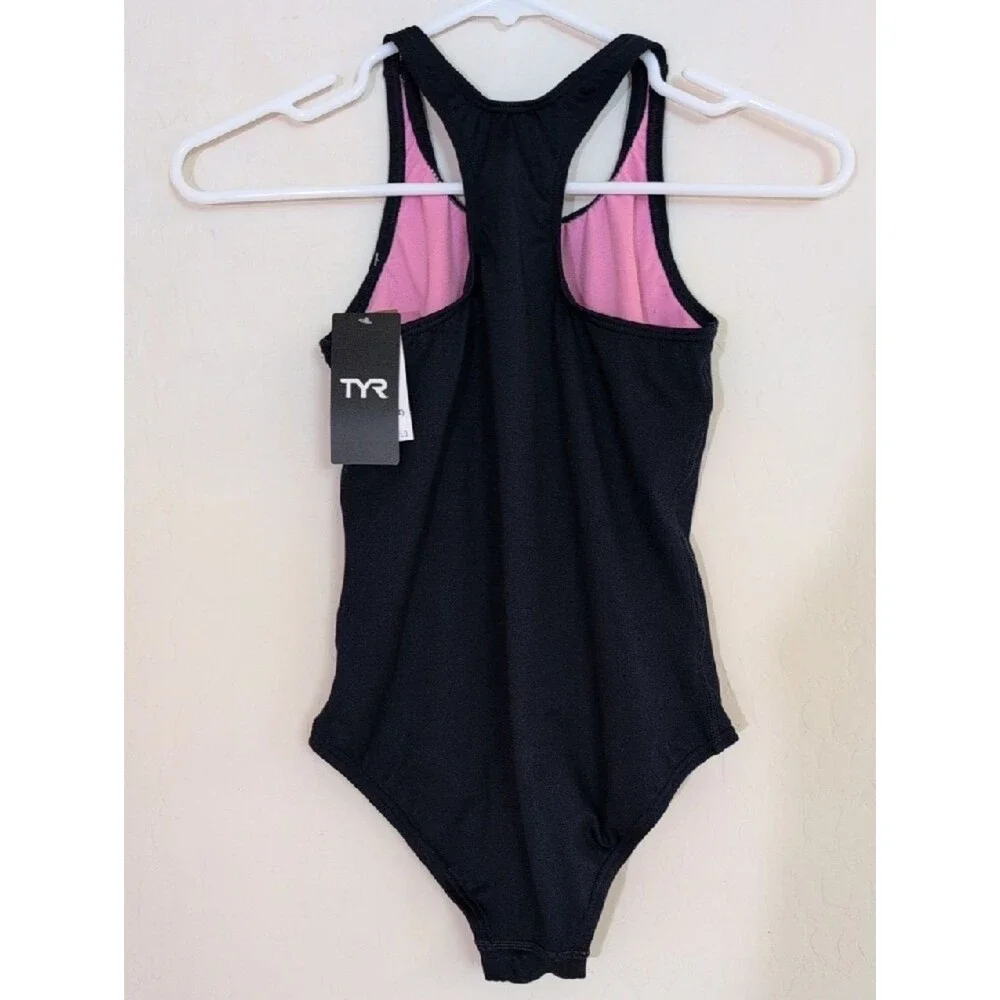 NWT TYR Durafast Lite Ella Maxfit Girl One Piece Swimsuit Navy Blue Racerback -L
